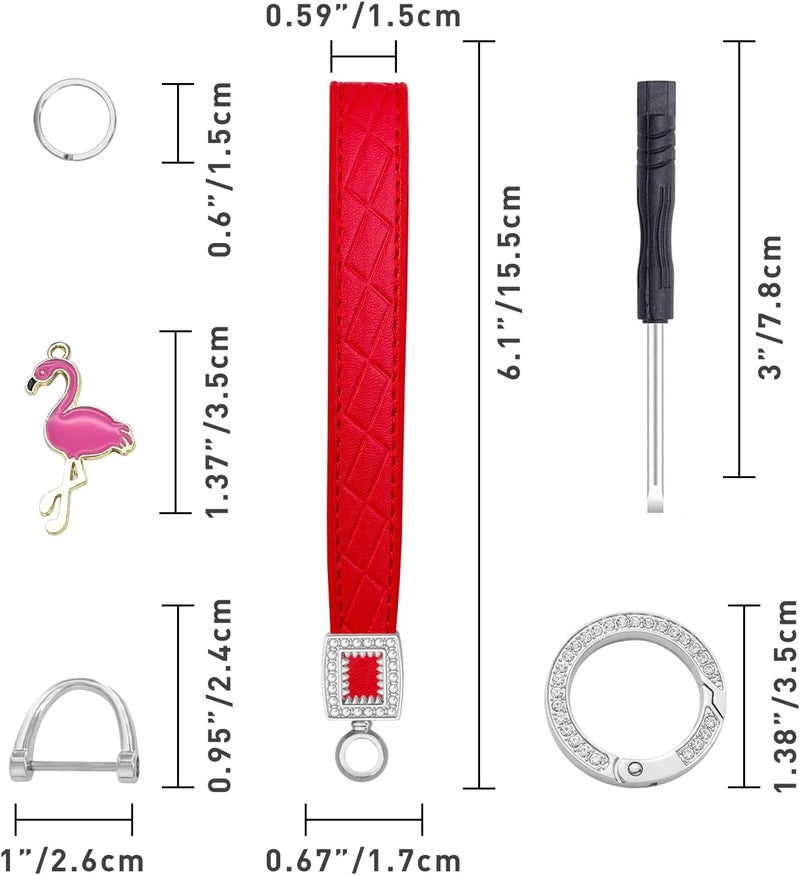 OHKYOOT Store Leather Wristlet Keychain,Wrist Keychain Car Key Chain with 5 Key Ring and Anti-Lost D Ring - Image 5